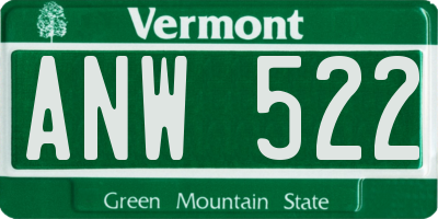 VT license plate ANW522