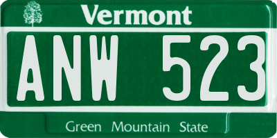 VT license plate ANW523