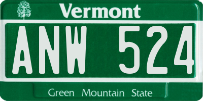 VT license plate ANW524