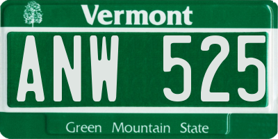 VT license plate ANW525
