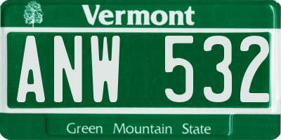VT license plate ANW532