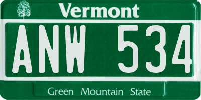 VT license plate ANW534