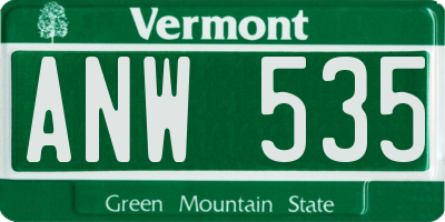VT license plate ANW535