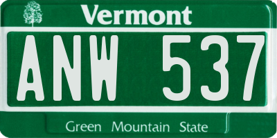 VT license plate ANW537