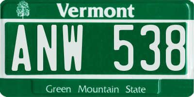 VT license plate ANW538