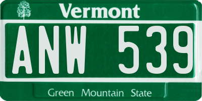 VT license plate ANW539