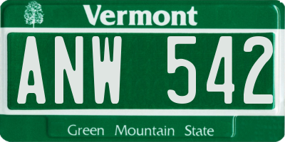 VT license plate ANW542