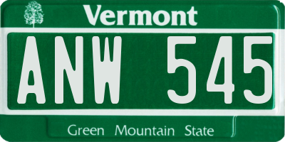 VT license plate ANW545