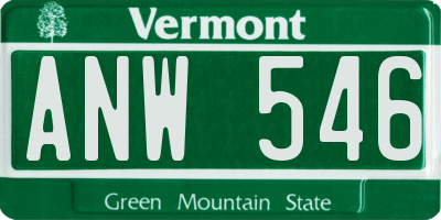 VT license plate ANW546