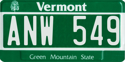VT license plate ANW549