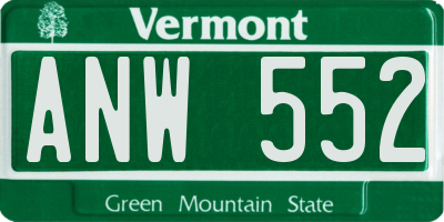 VT license plate ANW552