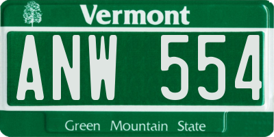 VT license plate ANW554