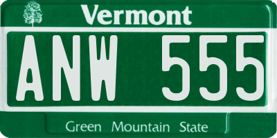VT license plate ANW555