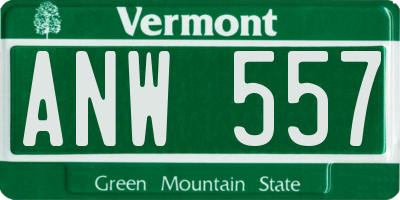 VT license plate ANW557