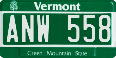 VT license plate ANW558