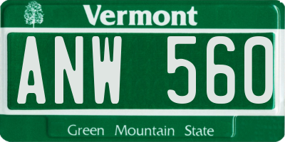 VT license plate ANW560