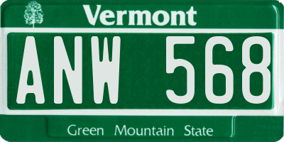 VT license plate ANW568