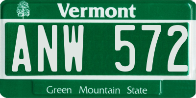 VT license plate ANW572
