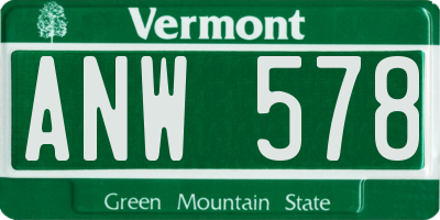 VT license plate ANW578