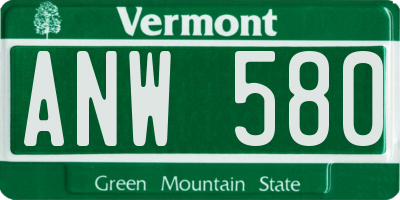 VT license plate ANW580