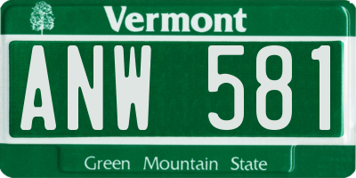VT license plate ANW581
