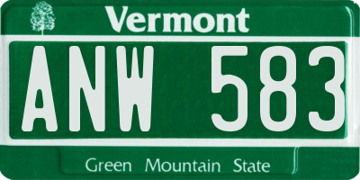 VT license plate ANW583