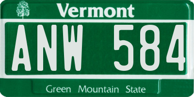 VT license plate ANW584