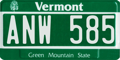 VT license plate ANW585