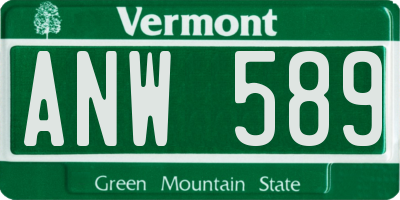 VT license plate ANW589