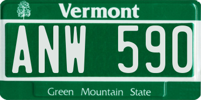 VT license plate ANW590