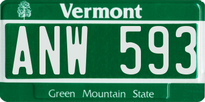 VT license plate ANW593