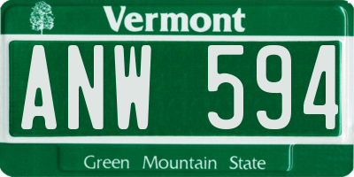 VT license plate ANW594