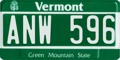 VT license plate ANW596