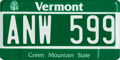 VT license plate ANW599
