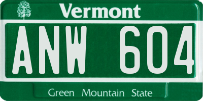 VT license plate ANW604