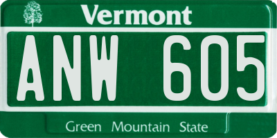 VT license plate ANW605