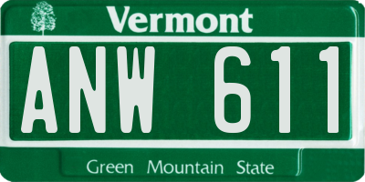 VT license plate ANW611