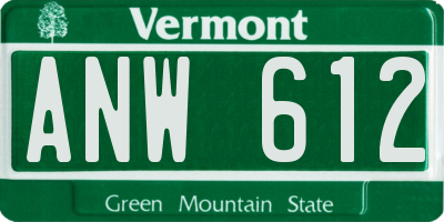 VT license plate ANW612