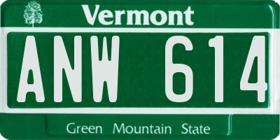VT license plate ANW614
