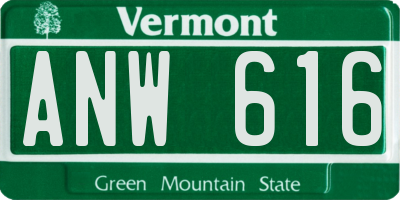 VT license plate ANW616