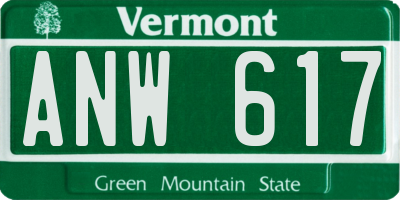 VT license plate ANW617