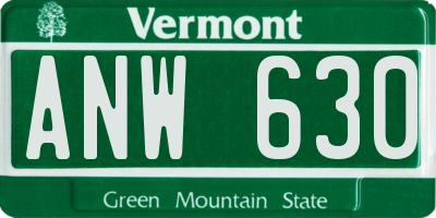 VT license plate ANW630