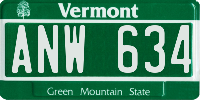 VT license plate ANW634