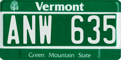 VT license plate ANW635