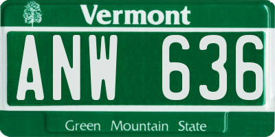 VT license plate ANW636