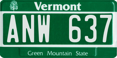 VT license plate ANW637