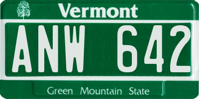 VT license plate ANW642