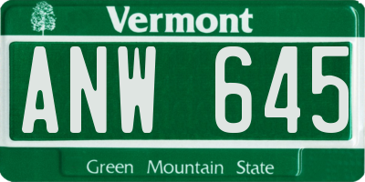 VT license plate ANW645