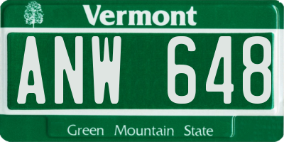 VT license plate ANW648