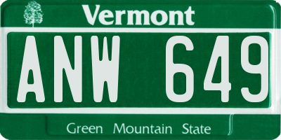 VT license plate ANW649